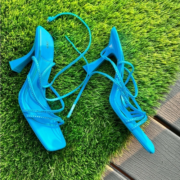Zara Blue Rhinestone Sandal Heels - Picture 5 of 9